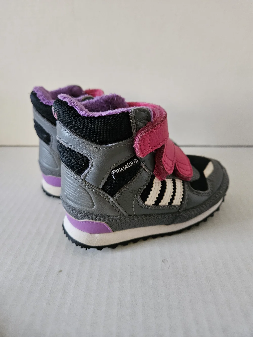 adidas Kids Grey, Pink & Purple Velcro Hightop Boots/sneakers - Picture 2 of 4